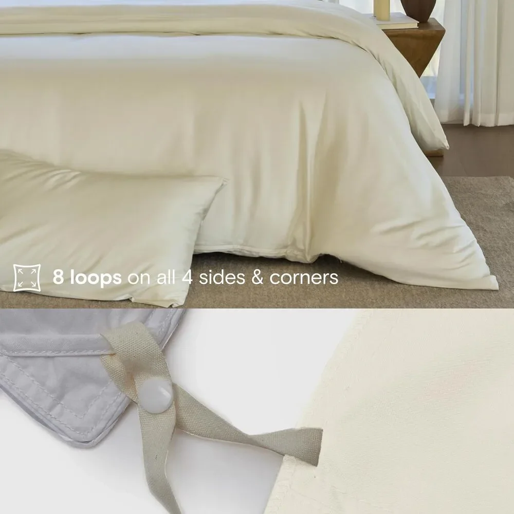 NWT DOZ by Sijo 100% Cotton Duvet Cover 3 PC Set w/2 Shams Ivory, King